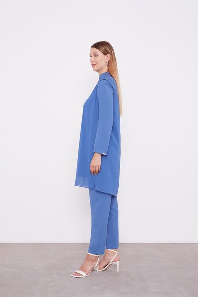 Levidor Διπλό κοστούμι Indigo Chiffon με κεντημένο ώμο