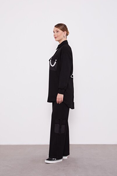 Levidor Black Quilted Chain Detailed Sports Set