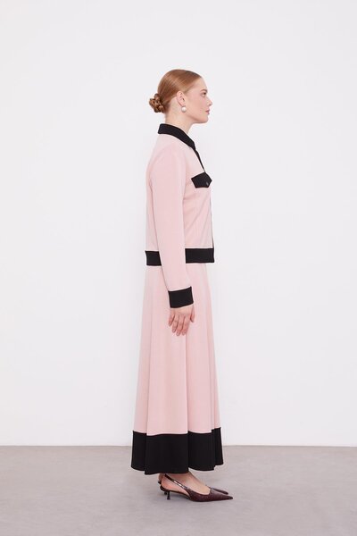 Levidor Powder Black Shirt Collar Snap Fastener Skirt Set