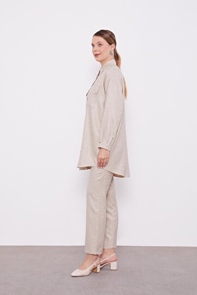 Levidor Σετ δύο τεμαχίων πουκάμισο με κεντημένο μελανζέ πολύτιμος λίθος