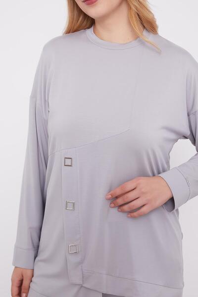 Levidor Gray Asymmetrical Cut Double Set