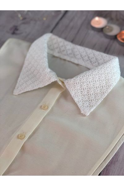 mirach Lilyum Collection Special Boxed Lace Collar Shirt Collar Neck Collar Cream Color Lace Elastic