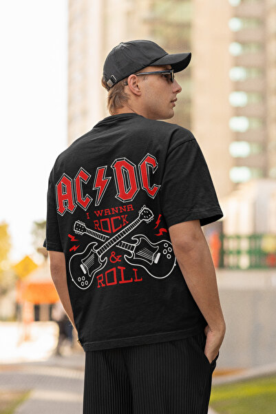 SEVBANO Želim da igram rok i rolo - unisex majica sa AC/DC printom, veće veli...
