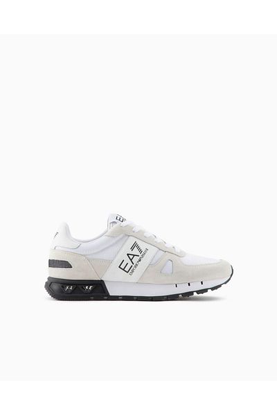 EA7 Unisex Round Toe Mesh Fabric Logo White Sneaker X8X151 Xk354-S271