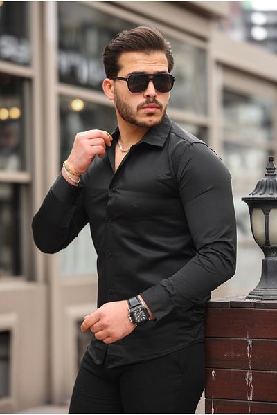 CAN Long Sleeve Slim Fit Classic Collar Cotton Easy-Iron Shirt