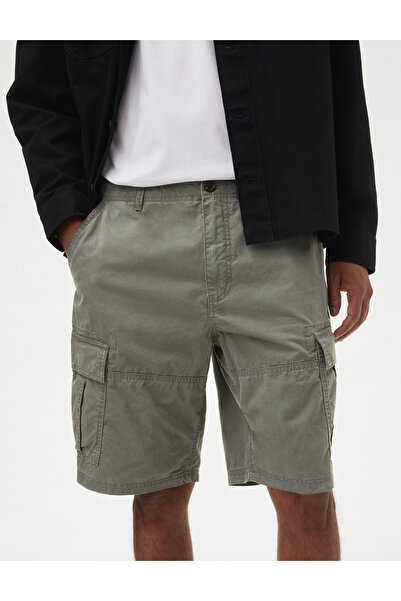 Marks & Spencer Saf Pamuklu Regular Fit Kargo Şort