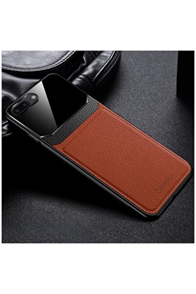 Zebana Apple iPhone 7 Plus Uyumlu Kılıf Lens Deri Kılıf Kahverengi