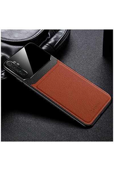 Zebana Xiaomi Mi Note 10 Lite Uyumlu Kılıf Lens Deri Kılıf Kahverengi