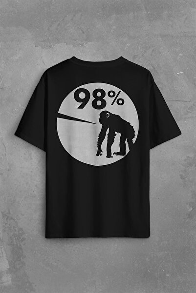 Kendim Seçtim Human Evolution Cimpanzee 98% Chimp Evolution ADN Tricou supradimensionat cu imprimeu în spate în față Tricou unisex