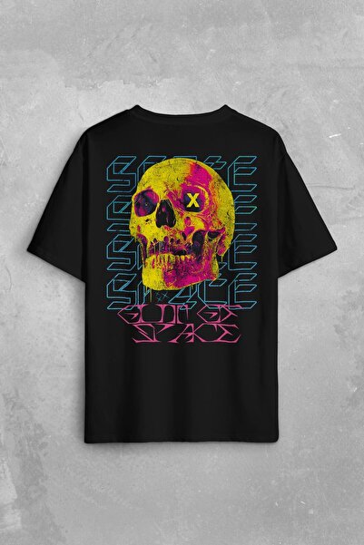 Kendim Seçtim Unisex Oversize kroj Termal T-shirt - Y2K šareni otisak lubanje...