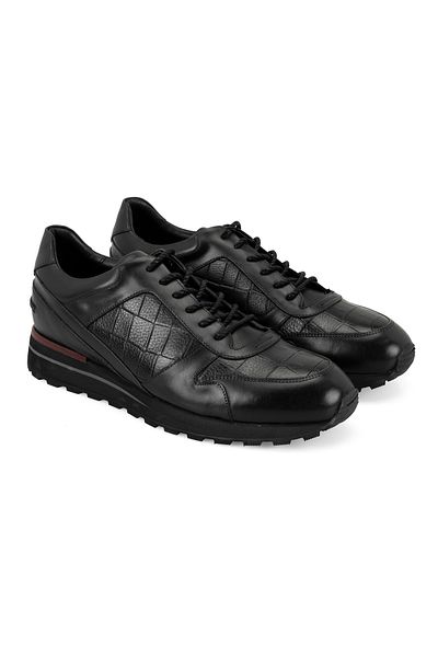 Desa Greyson Black Pantofi casual pentru bărbați din piele cu imprimeu de crocodil