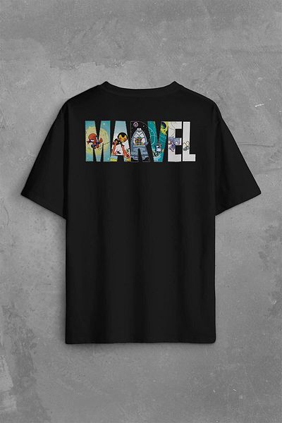 Kendim Seçtim Marvel Spiderman Hulk Deadpool Iron Man - Tricou oversize unisex imprimat pe spate