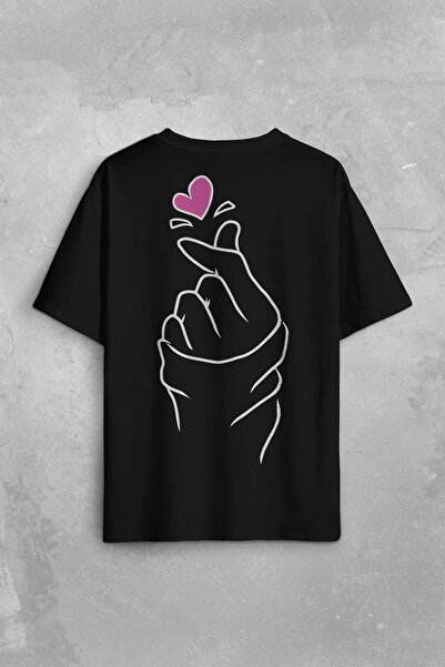 ZOKAWEAR Унисекс тениска с минималистичен щампа „Обичам те“ с корейски ръчен ...