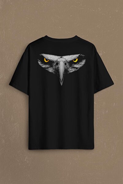 Kendim Seçtim Tricou unisex oversize cu design Black Eagle - Eagle Head Eye, ...