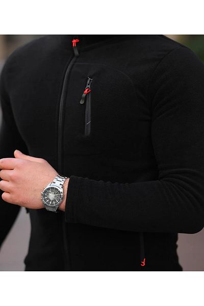 shop Black Color Zippered 3 Pockets Men's Fleece