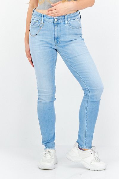 Replay Women Skinny Fit Washed Stretchable Jeans, Light Blue