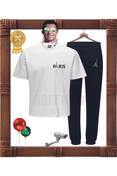 HOFFNUNG Paris Eiffel Tower Patterned Unisex Full Pants Set