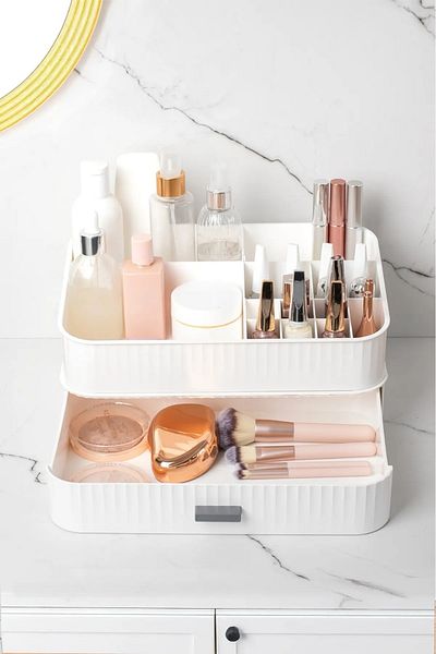Bayev Organizator alb pentru machiaj - Sertar Pon, Suport pentru ruj cosmetic, Raft pentru parfumuri