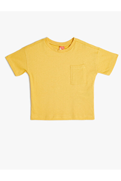 Koton تيشيرت أساسي بأكمام قصيرة وجيب من القطن