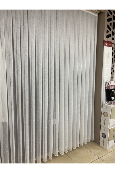 Burç çizgili yağmur desenli tül perde sık pile