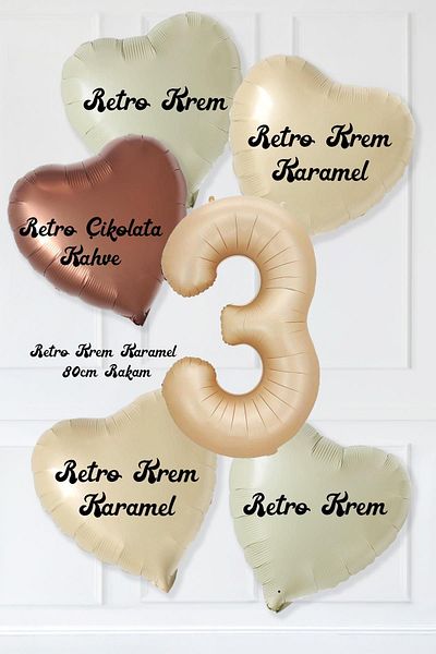 BALON DİYARI Heart and Age Number Balloon Birthday Balloon Set for 3 Years Old
