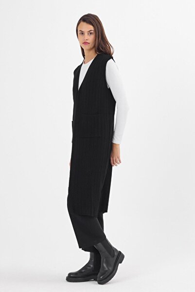 Uludağ Triko Жіночий чорний довгий спортивний жилет