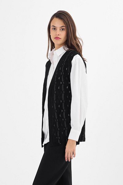 Uludağ Triko Women's Black Silvery Side Vest