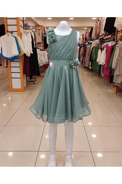 Yonca Çocuk Onbuco Kids 1536 Strap Lace Κοντό βραδινό φόρεμα για κορίτσια