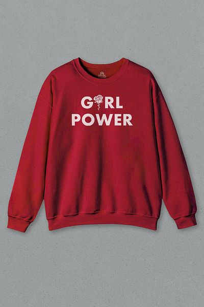 so cool Unisex Red Sweatshirt Girl Power Women's Power Feminist Printed Sweat