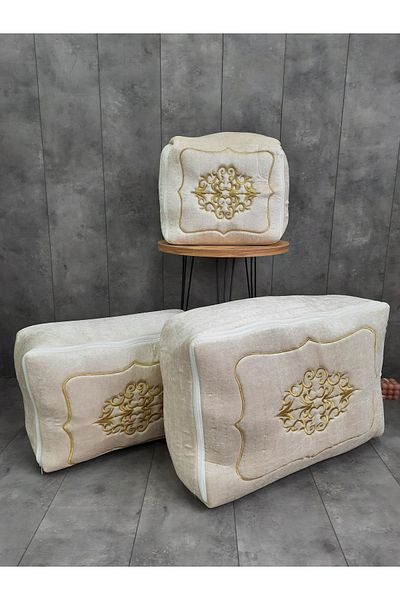 Bonny Home Комплект от 3 чанти за съхранение от норка Румели със златна бродерия върху зестра, сватбен годеж, обещание, пакет, булка младоженец, чанта за съхранение