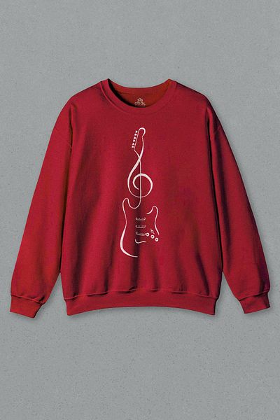 so cool Red Sweatshirt Left Switch Piano Guitar Music Note Music Printed Sweat