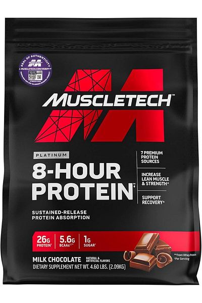 MUSCLETECH بروتين بلاتينيوم لمدة 8 ساعات، 4.6 رطل، شوكولاتة الحليب