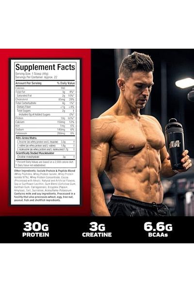 MUSCLETECH Nitro Tech Whey Protein, Milk Chocolate, 2 LB