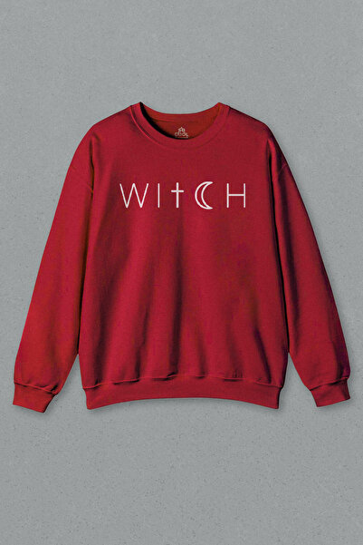 so cool Червоний світшот Witch Cadı з прикольним принтом