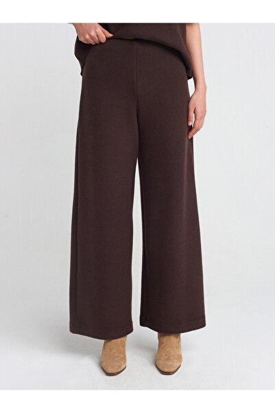 Dilvin 71833 Geniş Paça Fitilli Pantolon-Kahve