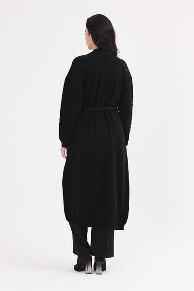 Uludağ Triko Women's Black Embossed Kimono