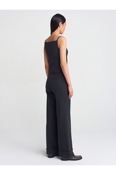 Dilvin 71586 Double Leg High Waist Trousers-Anthracite