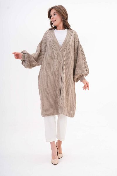 NİSUM MODA Nisum Sheath Knitted Balloon Sleeve Cardigan