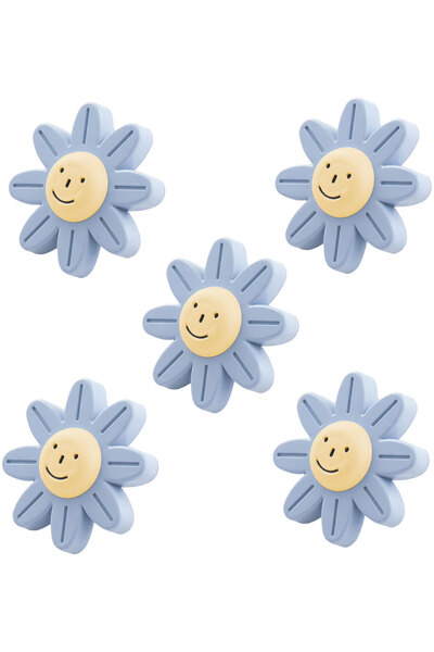 Furniture Plastic Daisy Smile Blue Color  Kids Room Cabinet Door Handle Drawer Handle 5 PCS