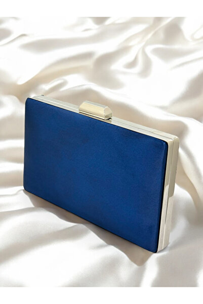 Wedding Fashion 2026 Fashion Navy Blue Stylish Satin Evening Dress Clutch Bag...