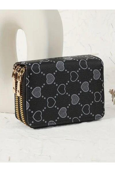 DOODLE Heart Pattern, Double Zipper Wallet, for Daily Use