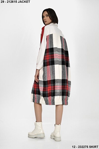 DQMANE Uzun Tasarım Taşlı Kadın Ceket