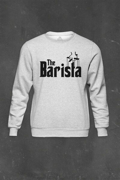 so cool Γκρι φούτερ The Barista Godfather Coffee Coffee Espresso με στάμπα Un...