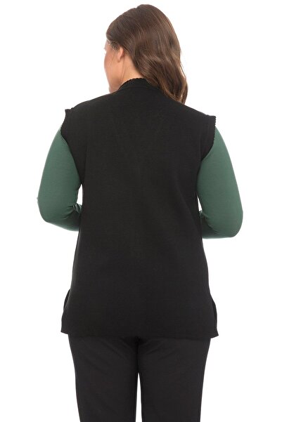 Uludağ Triko Women's Black Buttoned Steel Knit Vest