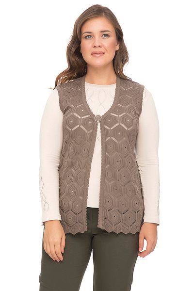 Uludağ Triko Women's Mink Embroidered Mercerized Seasonal Knitwear Mother Vest