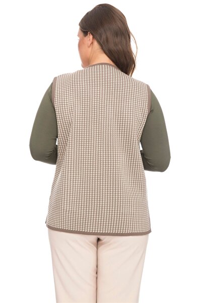 Uludağ Triko Women's Mink Houndstooth Knitwear Mother Vest