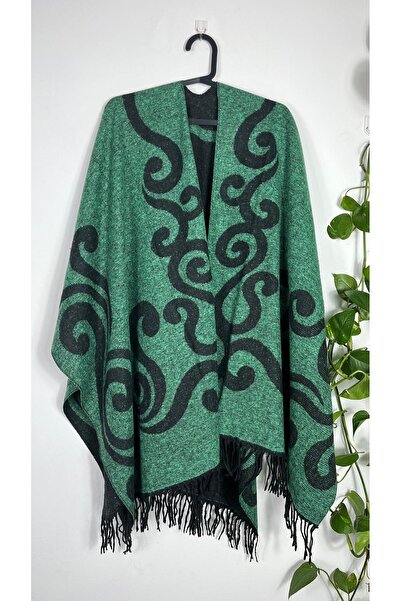 Sobe Hediyelik Women's Winter Double-Sided Poncho Shoulder Shawl