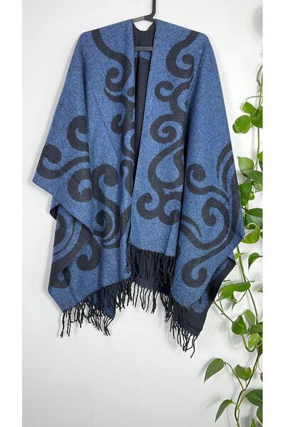 Sobe Hediyelik Women's Winter Double-Sided Poncho Shoulder Shawl