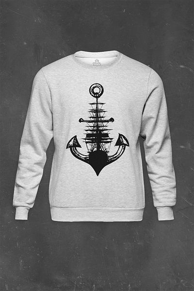 so cool Γκρι φούτερ Sailing Iron Anchor Anchor με στάμπα Unisex Φούτερ