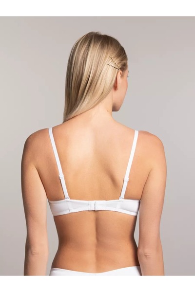 MİSTİRİK Модель Lenola Бюстгальтер на кісточках з підтримкою пуш-ап з м'якою текстурою без бретелей білого кольору